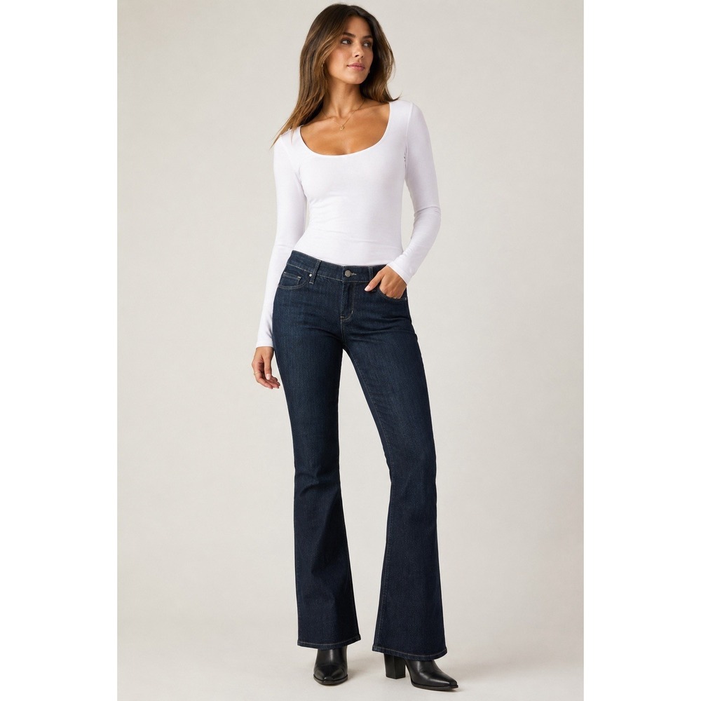 DKNY Jeans Mercer Curvy Stretch Low Rise Bootcut Dark Flare Denim Women's 10